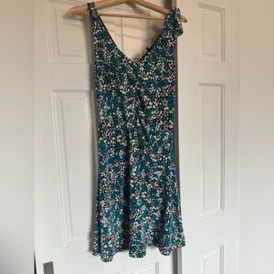 BCBGMaxAzria Turquoise and White Patterned Dress Size Medium